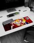 32x12 inches anime mouse pad showing feral-cute red panda, glowing eyes, bared teeth, speed lines ripping past.