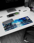 32x12 inches anime mouse pad showing a lone girl in a pale dress on glassy water under a huge moon.