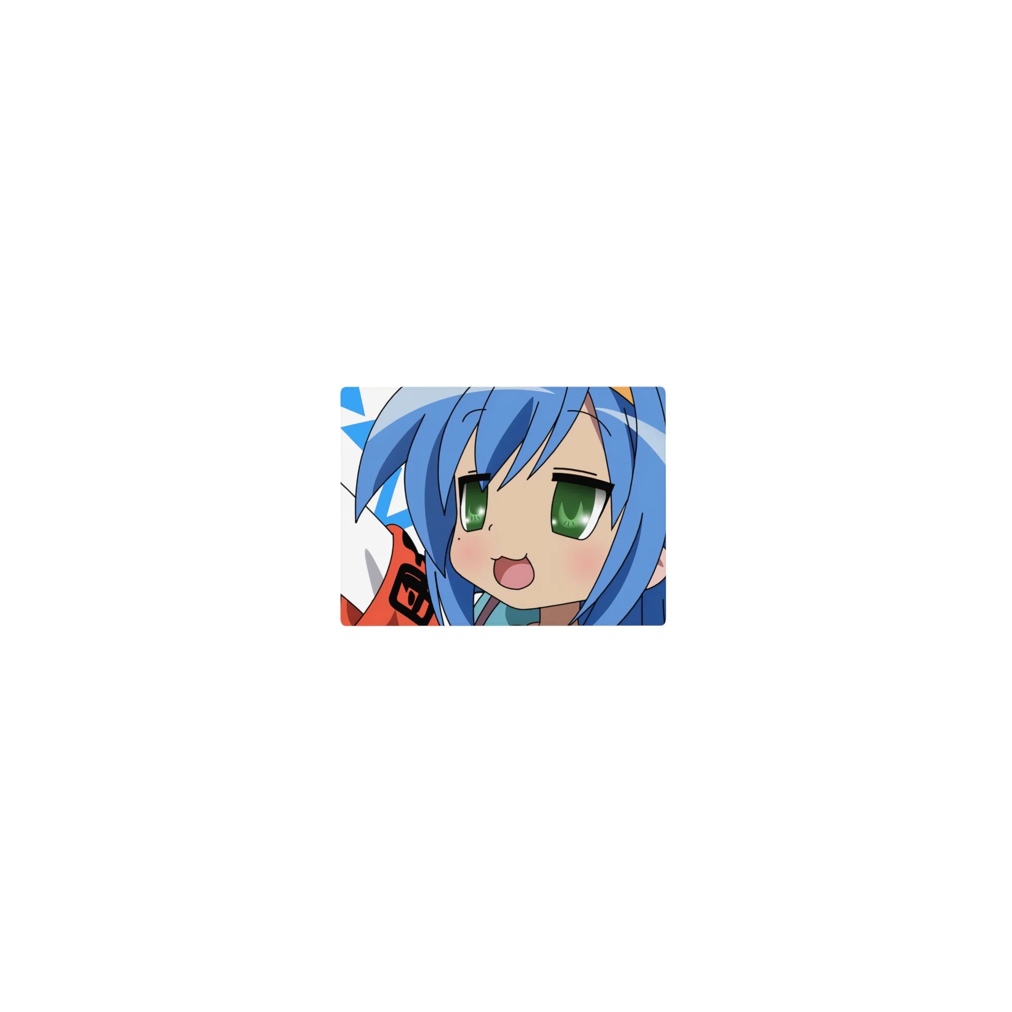 Classic anime girl mouse pad 14x10 inches with victory pose, star pattern background, smooth glide surface.