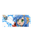 28x12 inches anime girl mouse pad with victory pose, star pattern background, smooth glide desk mat.