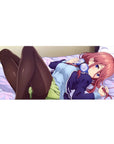Anime girl desk pad 36x16 inches with red-haired kawaii character, violet eyes, and neck headphones.