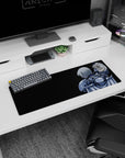 32x12 inches mouse pad showing a silver-haired swordswoman from behind, guarding the desk in armor.