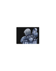 Classic anime girl mouse pad 14x10 inches with silver-haired warrior in armor and cape, sword raised.
