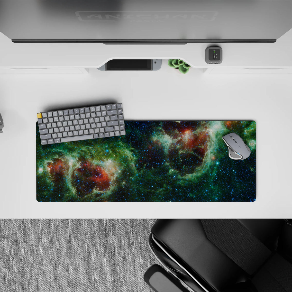 Amber Teal Nebula - Space Mouse Pad and Desk Pad – AniChan