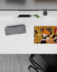 Classic anime mouse pad 14x10 inches with bold black uniforms, warm wood court, high-energy vibe.