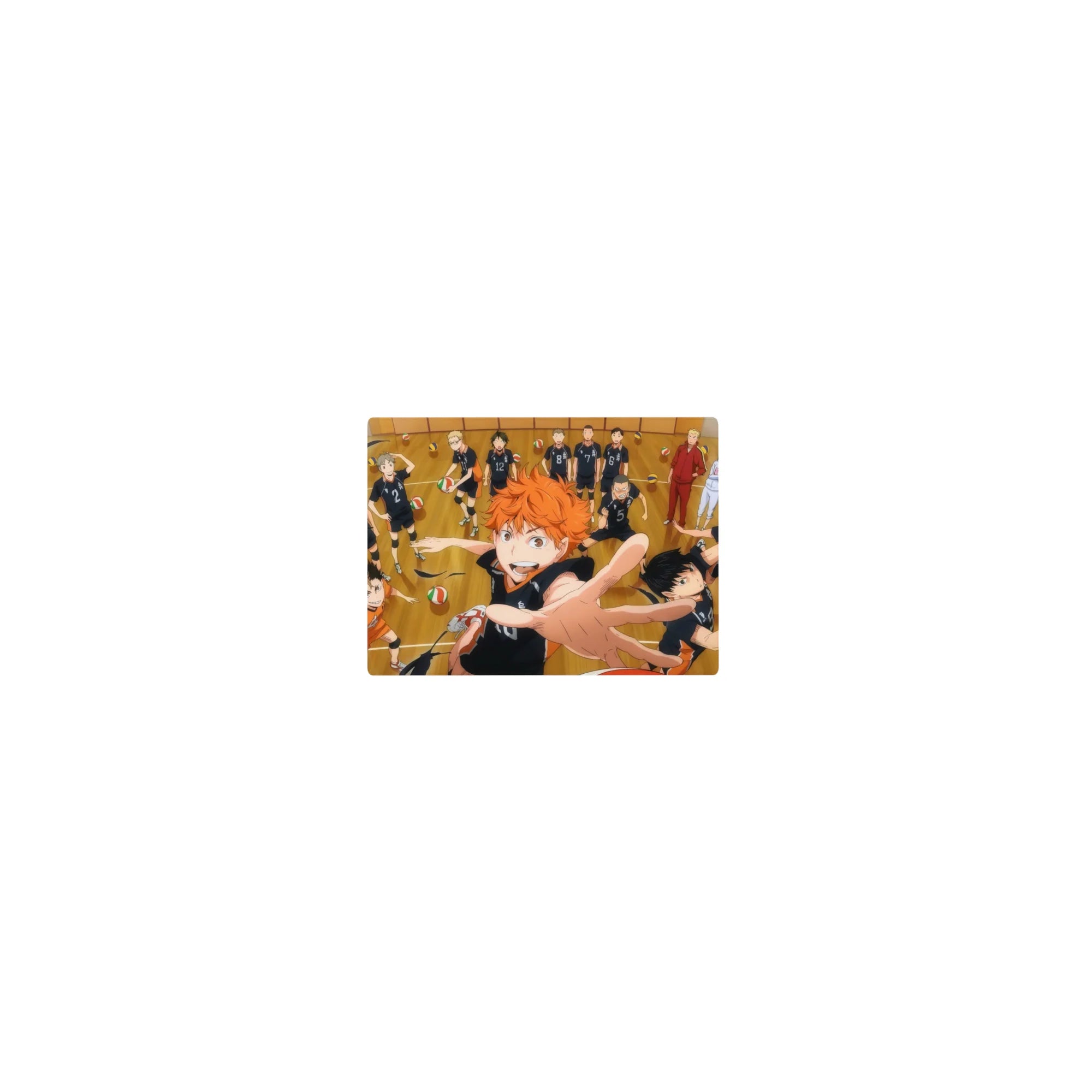 Haikyuu!! Karasuno volleyball action classic anime mouse pad, 14x10 inches.