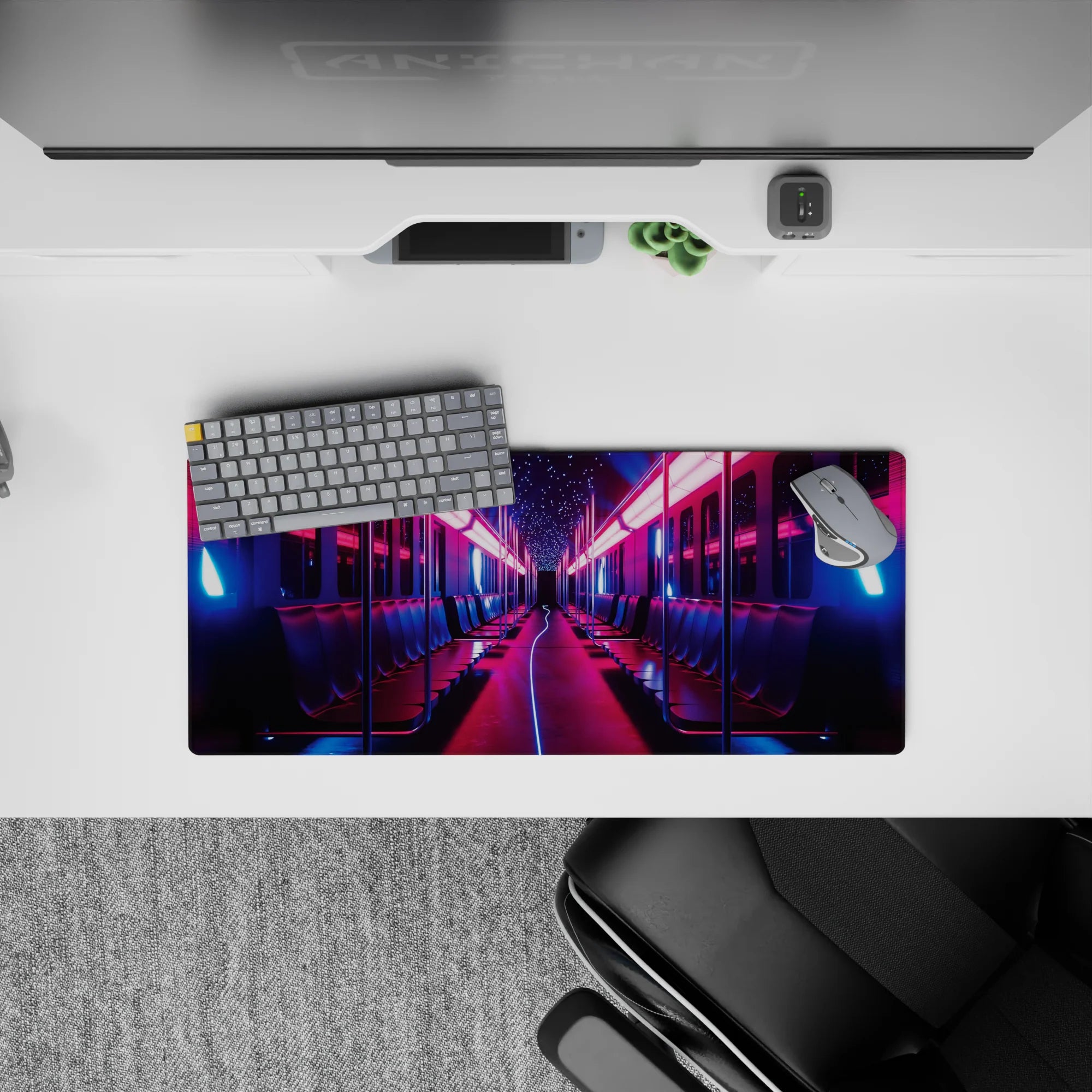 Fantasy Landscapes Deskmat | Mousepad | Deskpad - Neon Transit