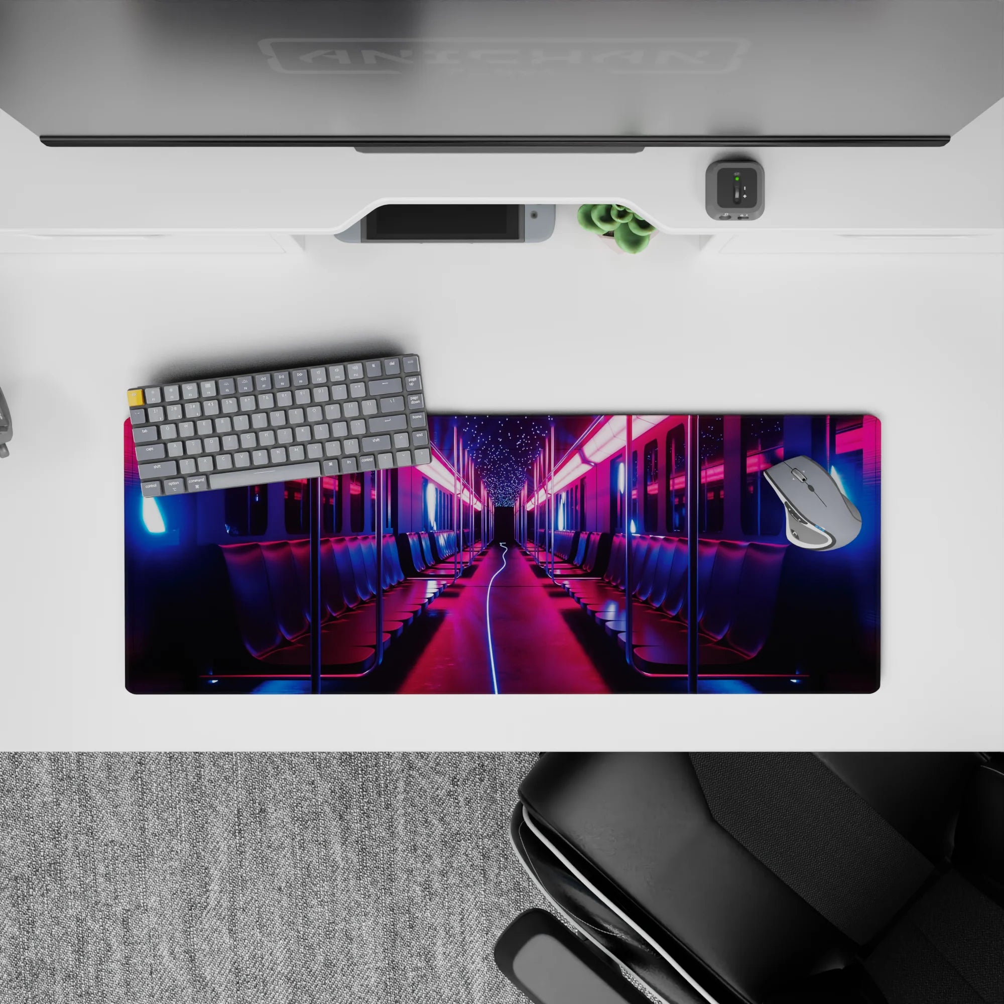 Fantasy Landscapes Deskmat | Mousepad | Deskpad - Neon Transit