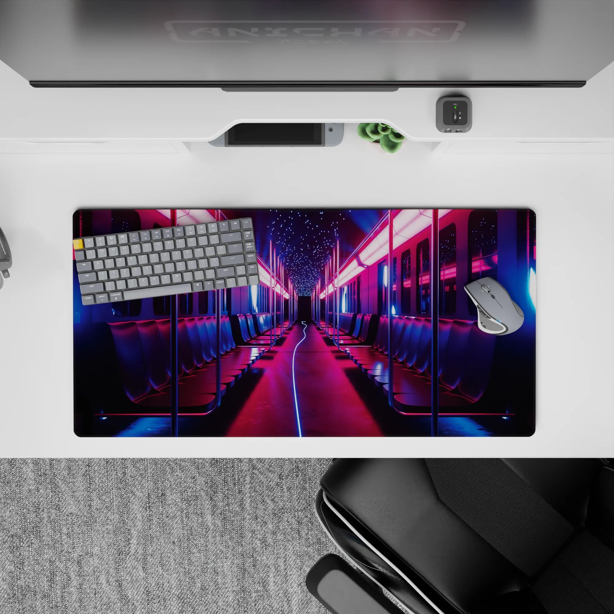 Fantasy Landscapes Deskmat | Mousepad | Deskpad - Neon Transit