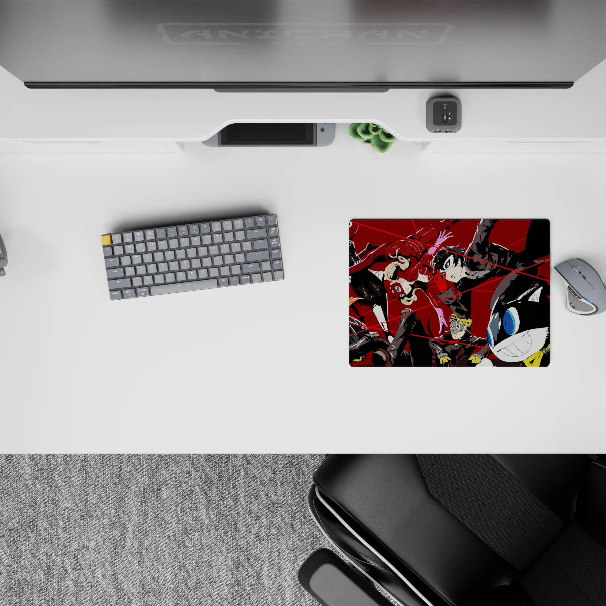Persona 5 anime mouse pad 14x10 inches featuring Joker, Panther, and Mona in dynamic action with bold colors and style.