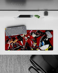 Anime mouse pad, 28x12 inches, featuring Persona 5's Joker, Panther, and Mona in a dynamic heist scene with vibrant colors.