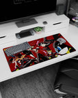 Persona 5 anime mouse pad, 32x16 inches, featuring Joker, Panther, and Mona in a dynamic heist scene with bold colors.