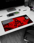 32x16 inches anime mouse pad showing a calm masked samurai centered, hand near sword, warning kanji.
